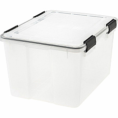 IRIS Weathertight Storage Box, 46 Quarts, 11 4/5"H x 15 4/5"W x 19 7/10"D, Clear External Dimensions: 15.7" Width x 19.8" Depth x 15.7" Height - 40 lb - 11.65 gal - Latch Closure - Stackable - Plastic, Polypropylene - Clear - For Storage - 1 Each (110450)