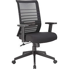 Lorell Horizontal Mesh High-Back Task Chair Fabric Seat Material - Black - Armrest - 1 Each (LLR00590)