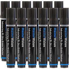 MasterVision Inkstring XL Dry-Erase Markers Erasable - Black Ink - Gel-based - 12 / Pack (PE4301) MasterVision Inkstring XL Dry-Erase Markers Erasable - Black Ink - Gel-based - 12 / Pack (PE4301)