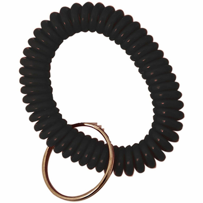 Sparco Split Ring Wrist Coil Key Holders 2.1" Height x 2.1" Width x 2.4" Length - Black - 6 / Pack (02882)