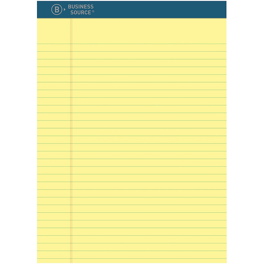 Business Source Premium Writing Pad 50 Sheets - 0.20" Height x 8.5" Width x 11.8" Length - Tear Proof, Sturdy Back, Bleed-free - 12 / Dozen (BSN03108)