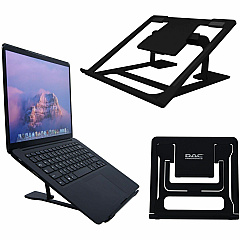 DAC&reg; MP-224 Portable Laptop Stand With 6 Height Levels, Black Upto 15.6" Screen Size Notebook, Tablet Support - Aluminum Alloy, Silicon - Black - 1 Each (21688)