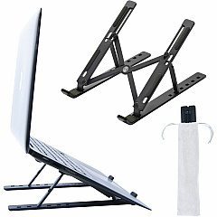 DAC&reg; MP-222 Portable and Adjustable Laptop/Tablet Stand, Black Upto 15.6" Screen Size Notebook, Tablet, Cell Phone Support - Aluminum Alloy, Silicon - Black - 1 Each (21684)