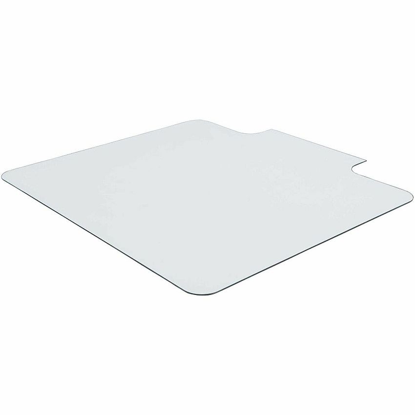 Lorell Tempered Glass Chairmat with Lip Hardwood Floor, Carpet53" Width x 45" Depth - Lip Size 6" Length x 23" Width - Tempered Glass - Clear - 1 Each (LLR82837)