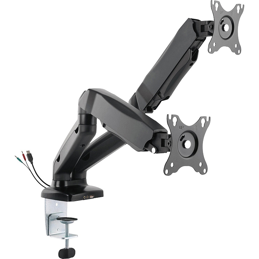 Lorell Mounting Arm for Monitor - Black Height Adjustable - 2 Display(s) Supported - 14.30 lb Load Capacity - 75 x 75, 100 x 100 - 1 Each (LLR99801)