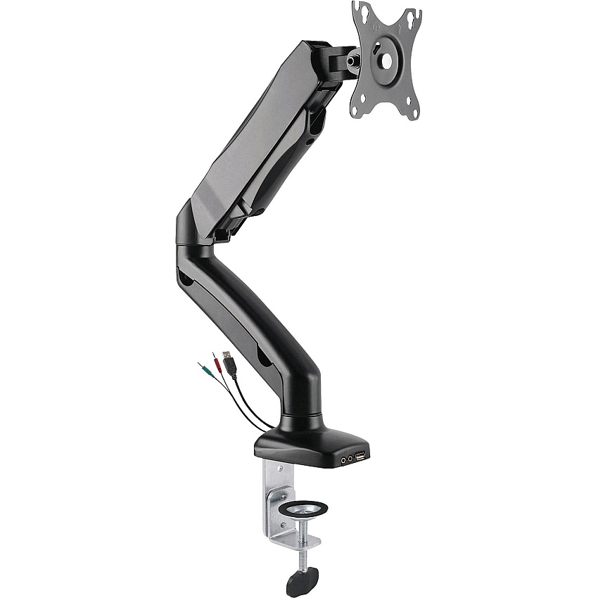 Lorell Mounting Arm for Monitor - Black Height Adjustable - 1 Display(s) Supported - 14.30 lb Load Capacity - 75 x 75, 100 x 100 - 1 Each (LLR99800)