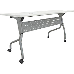 Lorell Flip Top Training Table White Top - Silver Base - 4 Legs - 23.60" Table Top Length x 60" Table Top Width - 29.50" Height - Assembly Required - Melamine Top Material - 1 Each (LLR60744) Lorell Flip Top Training Table White Top - Silver Base - 4 Legs - 23.60" Table Top Length x 60" Table Top Width - 29.50" Height - Assembly Required - Melamine Top Material - 1 Each (LLR60744)