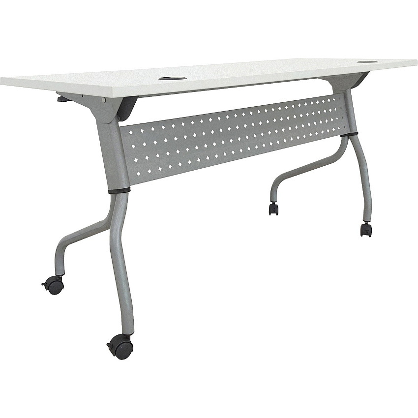 Lorell Flip Top Training Table White Top - Silver Base - 4 Legs - 23.60" Table Top Length x 60" Table Top Width - 29.50" Height - Assembly Required - Melamine Top Material - 1 Each (LLR60744)