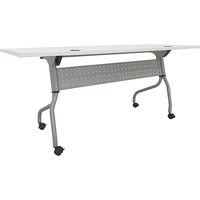 Lorell Flip Top Training Table White Top - Silver Base - 4 Legs - 23.60" Table Top Length x 72" Table Top Width - 29.50" Height - Assembly Required - Melamine Top Material - 1 Each (LLR60743)