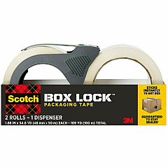 Scotch Box Lock Dispenser Packaging Tape 55 yd Length x 1.88" Width - Clear - Dispenser Included - 1 Pack (395021RD)