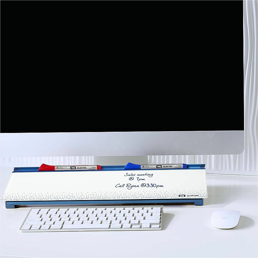 Quartet Dots Glass Dry-Erase Desktop Computer Pad 18" (1.5 ft) Width x 6" (0.5 ft) Height - White/Blue Glass Surface - Rectangle - Horizontal - Desktop - 1 Each (GDP186D)