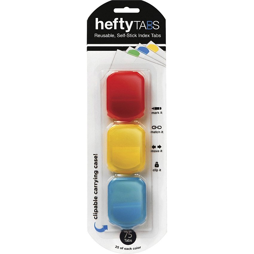 LEE Clip Dispenser Index Tabs Write-on Tab(s) - 1.75" Tab Height x 1.25" Tab Width - Assorted Tab(s) - 75 / Pack (13114)