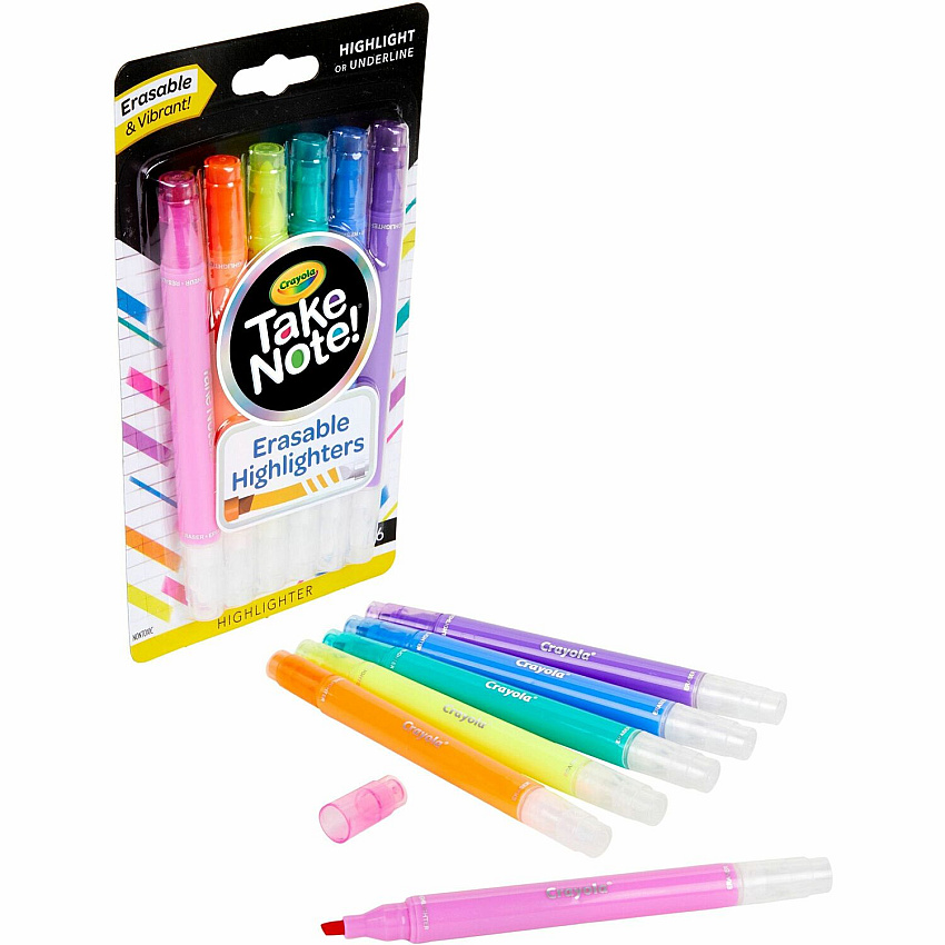 Crayola Take Note Erasable Highlighters Erasable - Assorted Ink - 6 / Pack (586504)