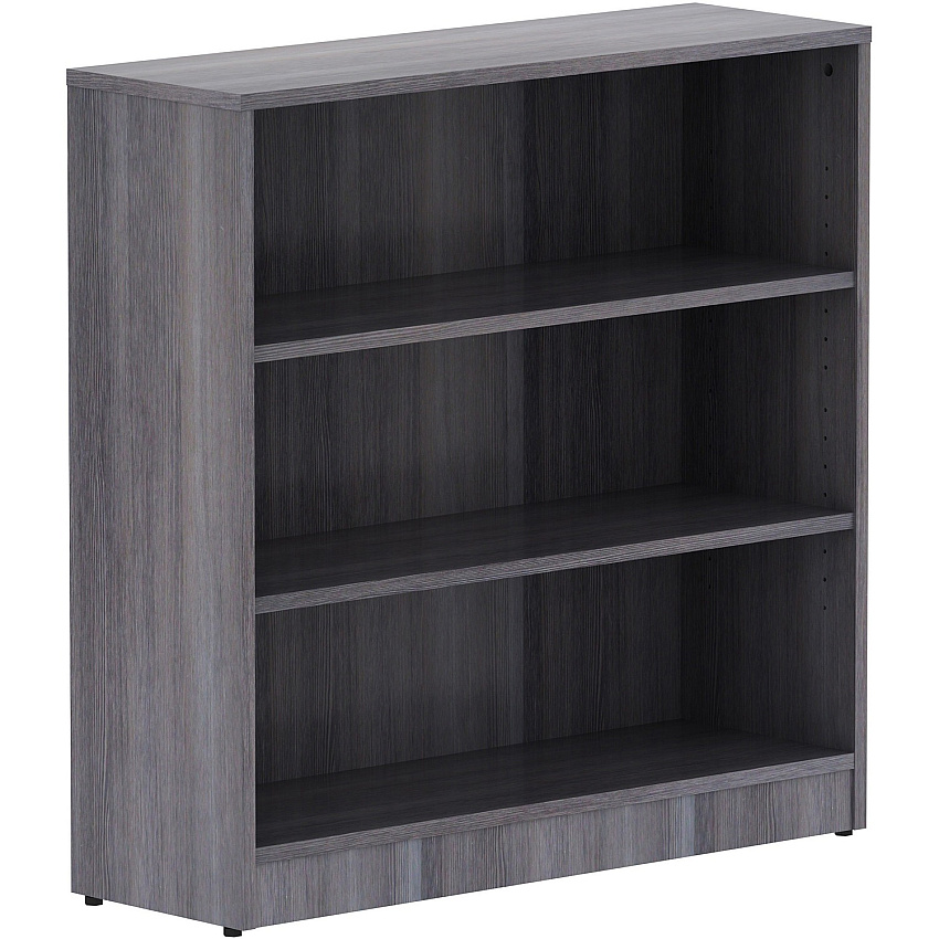 Lorell Laminate Bookcase 36" Width x 12" Depth x 36" Height - 3 x Shelf(ves) - Sturdy, Laminated, Contemporary Style, Square Edge, Adjustable Feet - Weathered Charcoal - Medium Density Fiberboard (MDF) - Assembly Required - 1 Each (LLR69626)