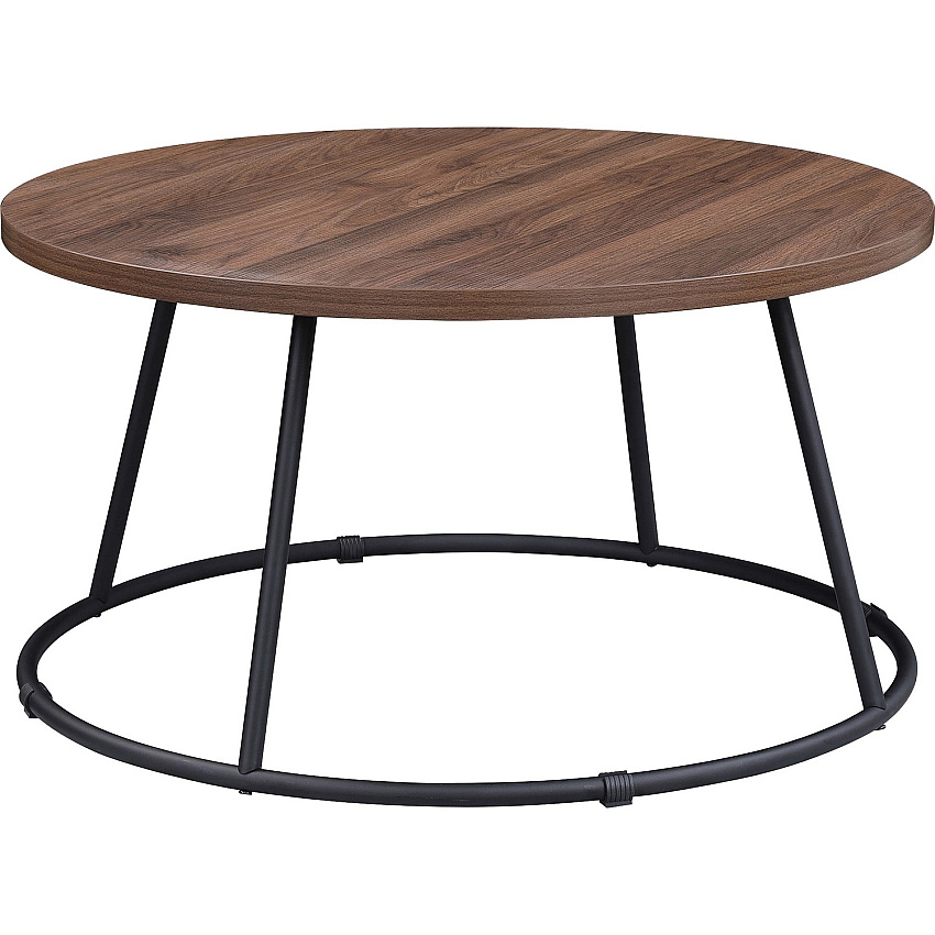 Lorell Accession Coffee Table Walnut Round Top - Powder Coated Four Leg Base - 4 Legs - 200 lb Capacity - 1" Table Top Thickness x 31.50" Table Top Diameter - 16.75" Height - Assembly Required - Laminate Top Material - 1 Each (LLR16259)