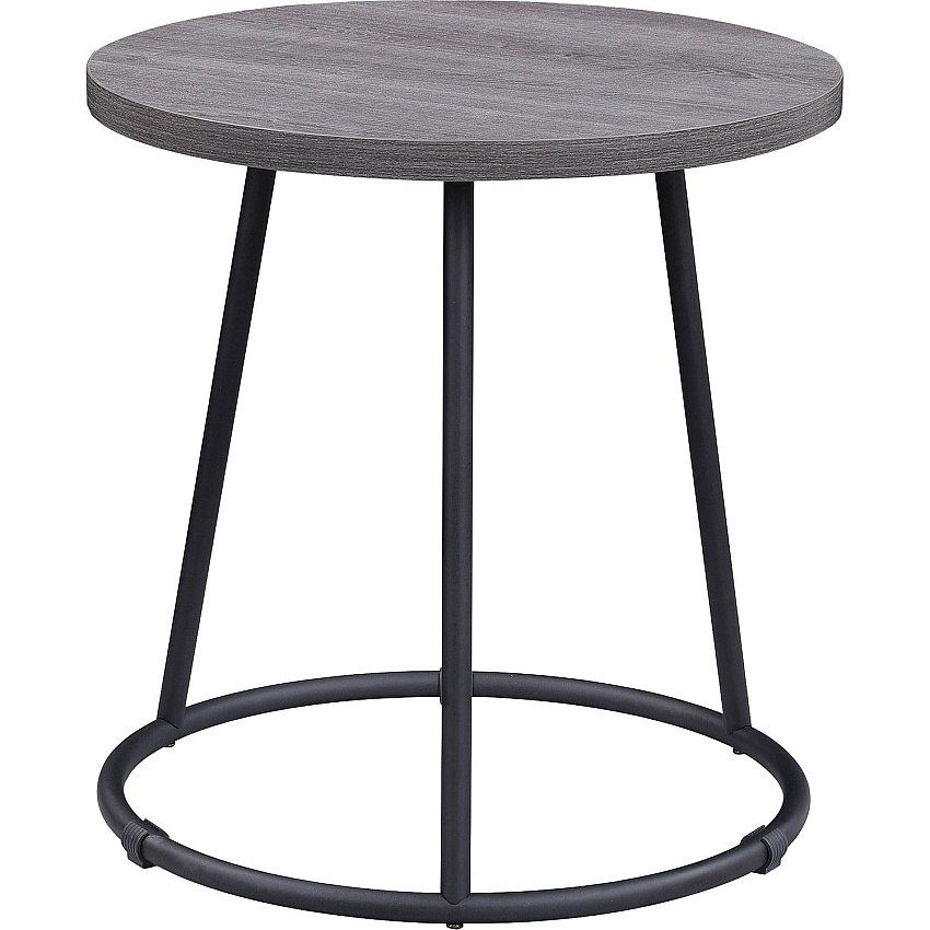 Lorell Accession End Table Round Top - Powder Coated Four Leg Base - 4 Legs - 200 lb Capacity - 1" Table Top Thickness x 19" Table Top Diameter - 19.75" Height - Assembly Required - Weathered Charcoal - Laminate Top Material - 1 Each (LLR16262)