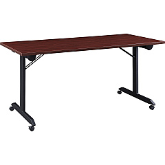 Lorell Mobile Folding Training Table Rectangle Top - Powder Coated Base - 200 lb Capacity - 63" Table Top Width - 29.50" Height x 63" Width x 24" Depth - Assembly Required - Mahogany - Laminate Top Material - 1 Each (LLR60735) Lorell Mobile Folding Training Table Rectangle Top - Powder Coated Base - 200 lb Capacity - 63" Table Top Width - 29.50" Height x 63" Width x 24" Depth - Assembly Required - Mahogany - Laminate Top Material - 1 Each (LLR60735)