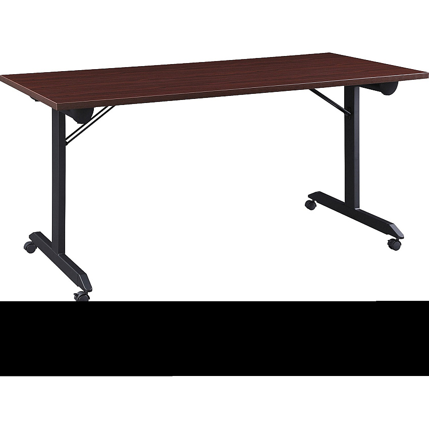 Lorell Mobile Folding Training Table Rectangle Top - Powder Coated Base - 200 lb Capacity - 63" Table Top Width - 29.50" Height x 63" Width x 29.50" Depth - Assembly Required - Brown - Laminate Top Material - 1 Each (LLR60740)