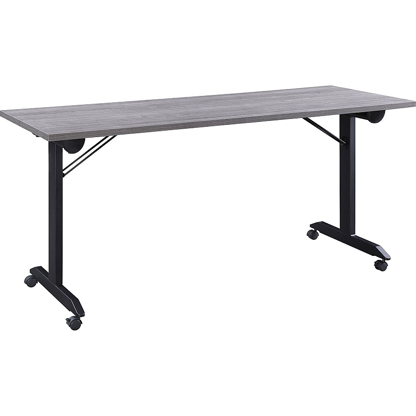Lorell Mobile Folding Training Table Rectangle Top - Powder Coated Base - 200 lb Capacity - 63" Table Top Width - 29.50" Height x 63" Width x 24" Depth - Assembly Required - Weathered Charcoal - Laminate Top Material - 1 Each (LLR60736)