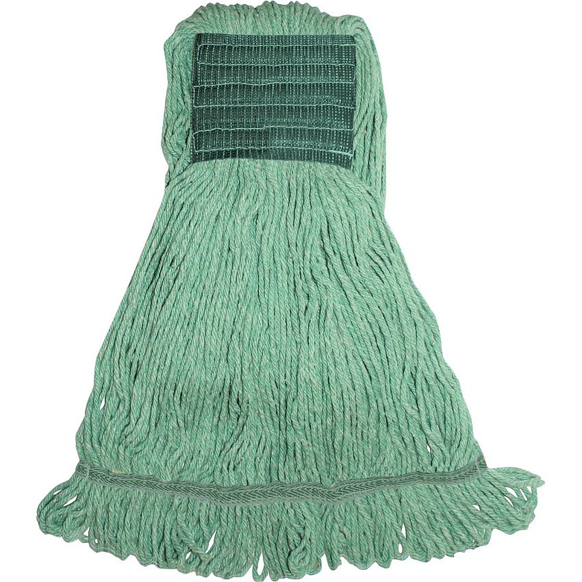 Genuine Joe Synthetic Blend Medium Mophead Medium - Looped Ends, Durable, Launderable, Headband - Rayon, Cotton, Rayon, Fiber - Green - 16 oz - 1 Each (GJOMGR5B)