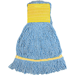 Genuine Joe Wide Band Small Mophead Small - Looped Ends, Durable, Launderable, Headband, Wide Headband - Rayon, Cotton, Rayon, Fiber - Blue - 1 Each (GJOSBL5B) Genuine Joe Wide Band Small Mophead Small - Looped Ends, Durable, Launderable, Headband, Wide Headband - Rayon, Cotton, Rayon, Fiber - Blue - 1 Each (GJOSBL5B)