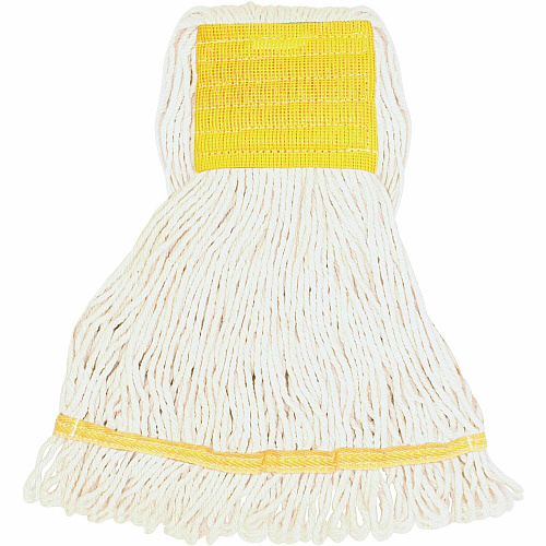 Genuine Joe Wide Band Small Mophead Small - Looped Ends, Durable, Launderable, Wide Headband, Mesh Band - Rayon, Cotton, Rayon - White - 1 Each (GJOSWH5B)