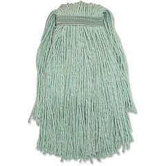 Genuine Joe Blended Yarn Mophead #24 - Stain Resistant, Durable, Narrow Headband, Cut Ends - Yarn - Green - 1 Each (GJON24G1B)