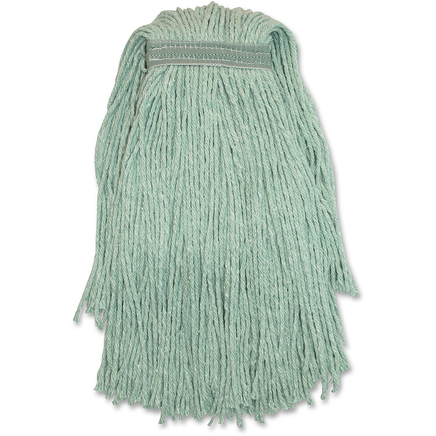 Genuine Joe Blended Yarn Mophead #24 - Stain Resistant, Durable, Narrow Headband, Cut Ends - Yarn - Green - 1 Each (GJON24G1B)