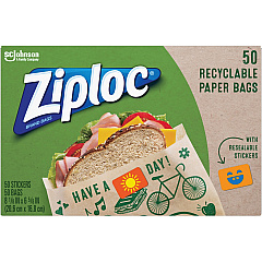 Ziploc&reg; Paper Bags 8.12" Length x 6.62" Width - Brown - Paper - Lunch, Sandwich, Snack - 50 / Box (321143)