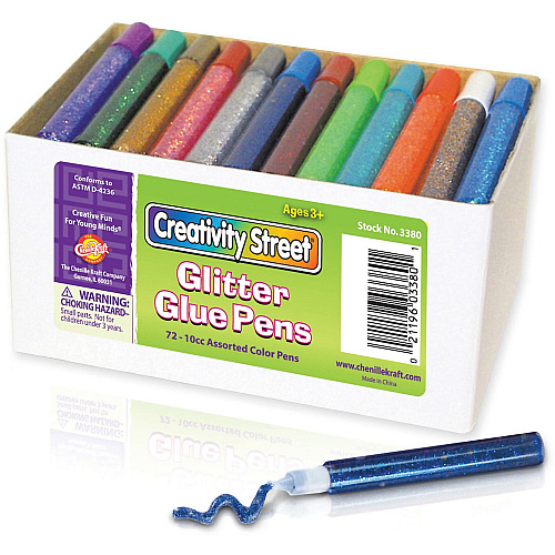 Creativity Street Glitter Glue Pens Classpack Decoration, Fun and Learning, Collage, Classroom - Assorted Neon - 72 / Box (338000)