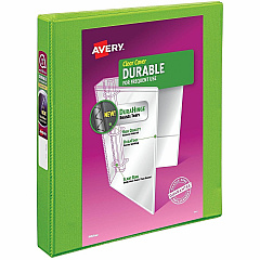 Avery Durable View 3 Ring Binder, 1 Inch Slant Rings, 1 Green Binder 1" Binder Capacity - Letter - 8 1/2" x 11" Sheet Size - 250 Sheet Capacity - 1 2/5" Spine Width - 3 x 1" Ring - Fastener: Slant Ring - Pocket: 2, Internal - Polypropylene - Chart (17832) Avery Durable View 3 Ring Binder, 1 Inch Slant Rings, 1 Green Binder 1" Binder Capacity - Letter - 8 1/2" x 11" Sheet Size - 250 Sheet Capacity - 1 2/5" Spine Width - 3 x 1" Ring - Fastener: Slant Ring - Pocket: 2, Internal - Polypropylene - Chart (17832)