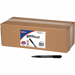 Avery&reg; Marks-A-Lot Value Pack Pen-Style Permanent Markers Bold Bullet Marker Point - Black Ink - Metal, Plastic, Warehouse, Classroom, Office - 200 / Carton (29850)