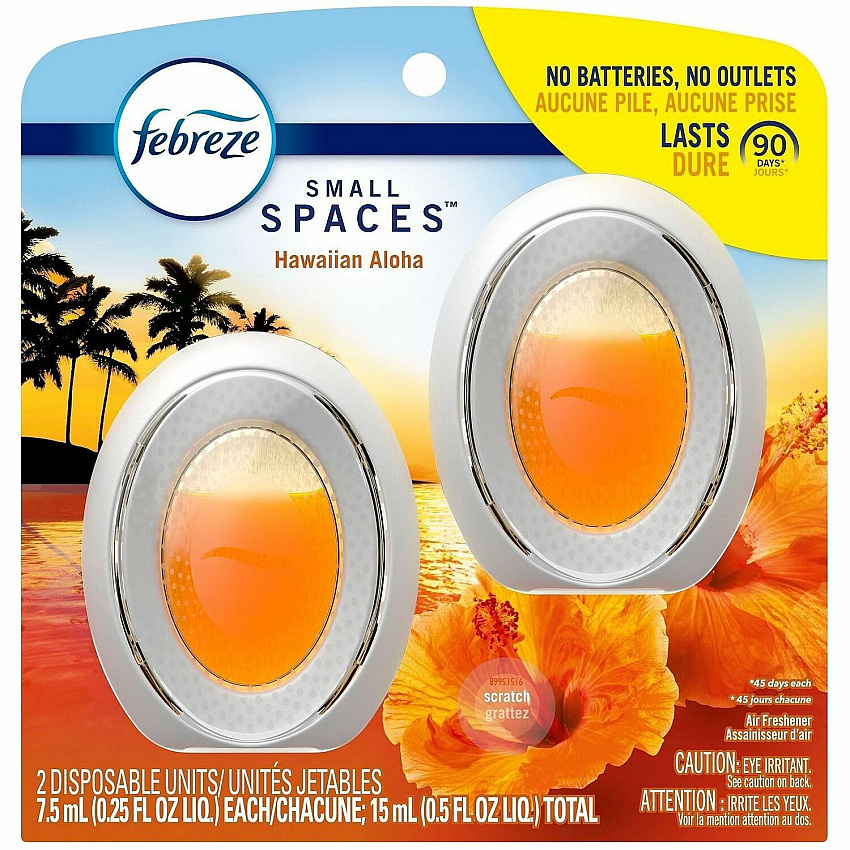 Febreze Small Spaces Disposable Air Fresheners Liquid - 25 fl oz (0.8 quart) - Hawaiian Aloha - 45 Day - 2 / Pack (55879)