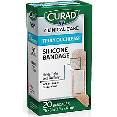 Curad Silicone Flexible Fabric Bandages 20 - 3" Width x 0.75" Length - Beige - Silicone, Fabric - 20 / Box (CUR5002V1) Curad Silicone Flexible Fabric Bandages 20 - 3" Width x 0.75" Length - Beige - Silicone, Fabric - 20 / Box (CUR5002V1)