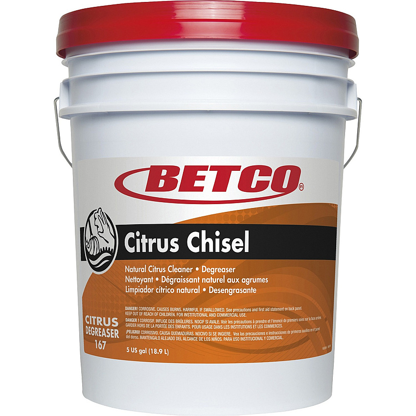 Betco Citrus Chisel Cleaner/Degreaser Concentrate - 640 fl oz (20 quart) - Citrus Scent - Heavy Duty, Butyl-free, Non-flammable, Deodorize - Orange - 1 Each (1670500)