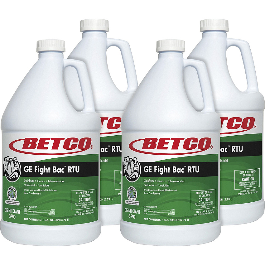 Betco GE Fight Bac RTU Disinfectant Ready-To-Use - 128 fl oz (4 quart) - Fresh Scent - Washable, Non-porous - Clear - 4 / Carton (3900400CT)