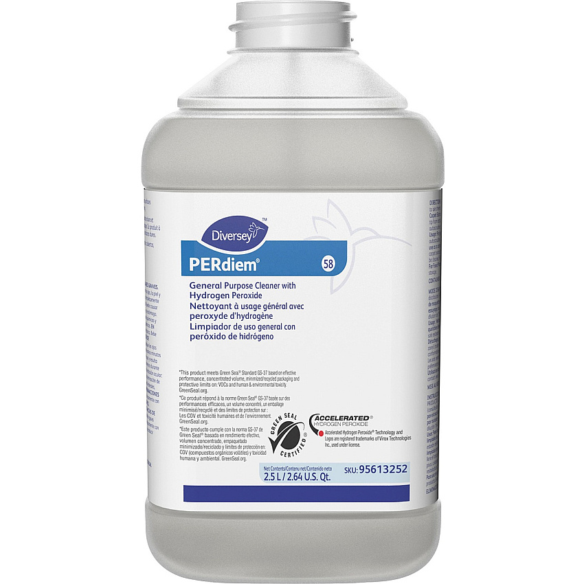 PERdiem General Purpose Cleaner with Hydrogen Peroxide Concentrate - 84.5 fl oz (2.6 quart) - Heavy Duty, Dilutable, Phosphorous-free, Odorless, Color-free - Clear Bottle - 1 Each (95613252)