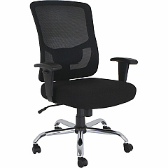 Lorell Big & Tall Mesh High-Back Task Chair Fabric Seat Material - Mid Back - 5-star Base - Black - 1 Each (LLR62625)