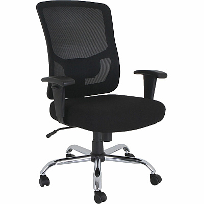 Lorell Big & Tall Mesh High-Back Task Chair Fabric Seat Material - Mid Back - 5-star Base - Black - 1 Each (LLR62625)