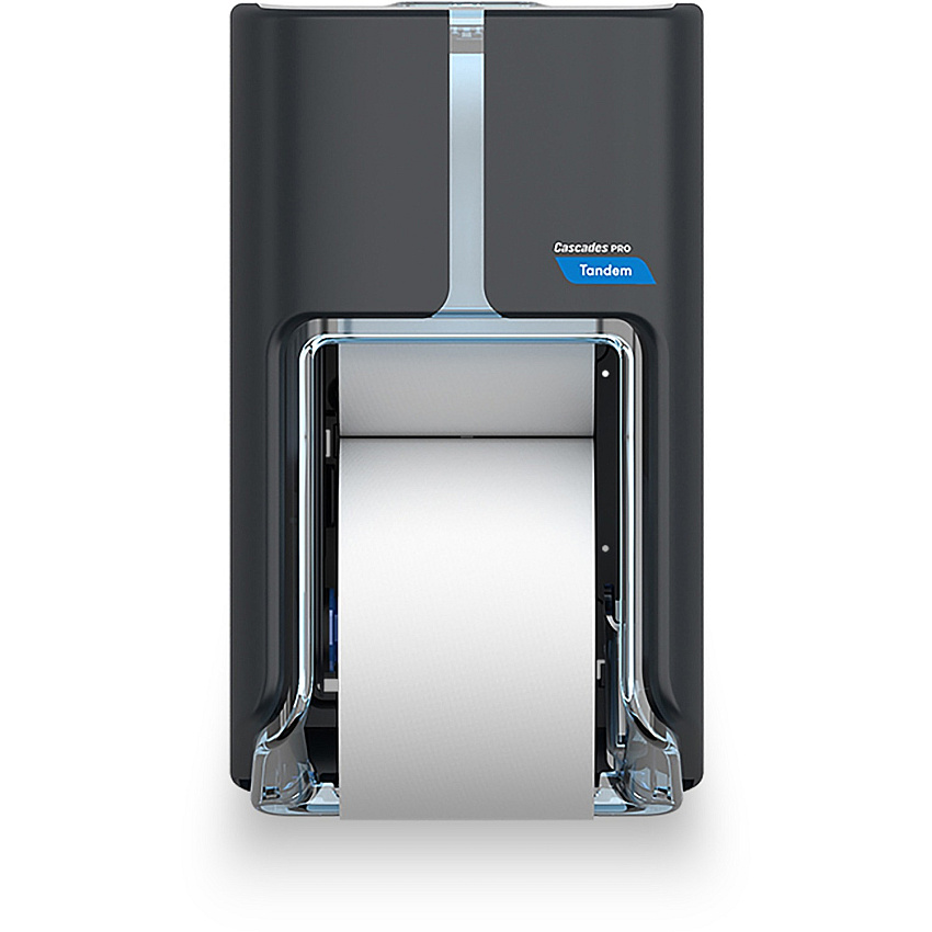 Cascades PRO Tandem DHC Bath Tissue Dispenser Touchless Dispenser - 2220 x Sheet - 12" Height x 6.6" Width x 7" Depth - Dark Gray - Hygienic, Jam-free, Key Lock - 1 Each (C310)
