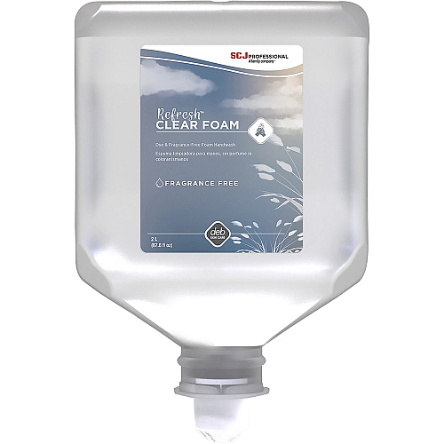 SC Johnson Refresh Clear FOAM Hand Soap Refill 2.11 quart - Dirt Remover, Kill Germs - Hand, School, Education - Moisturizing - Clear - Unscented, Dye-free, Biodegradable - 4 / Carton (CLR2LT)
