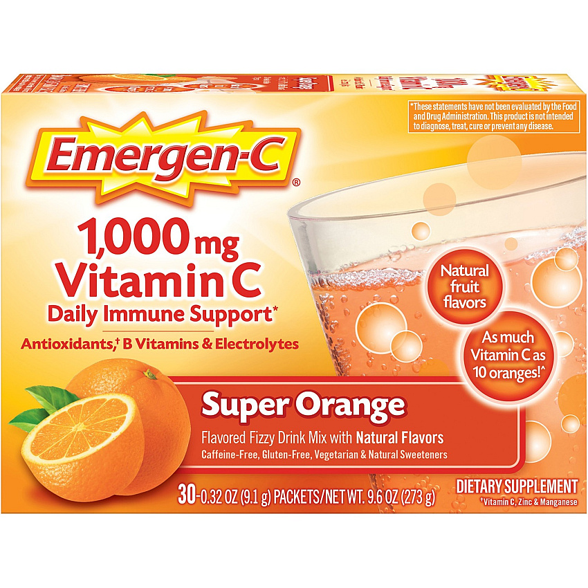 Emergen-C Super Orange Vitamin C Drink Mix For Immune Support - Super Orange - 30/Box - 1 Each (30203)