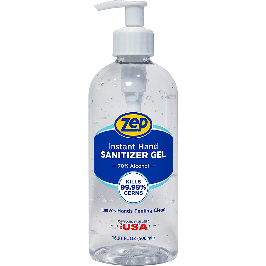 Zep Hand Sanitizer Gel Clean Scent - 16.91 fl oz - Pump Bottle Dispenser - Kill Germs - Hand - Clear - Residue-free - 1 Each (355801)