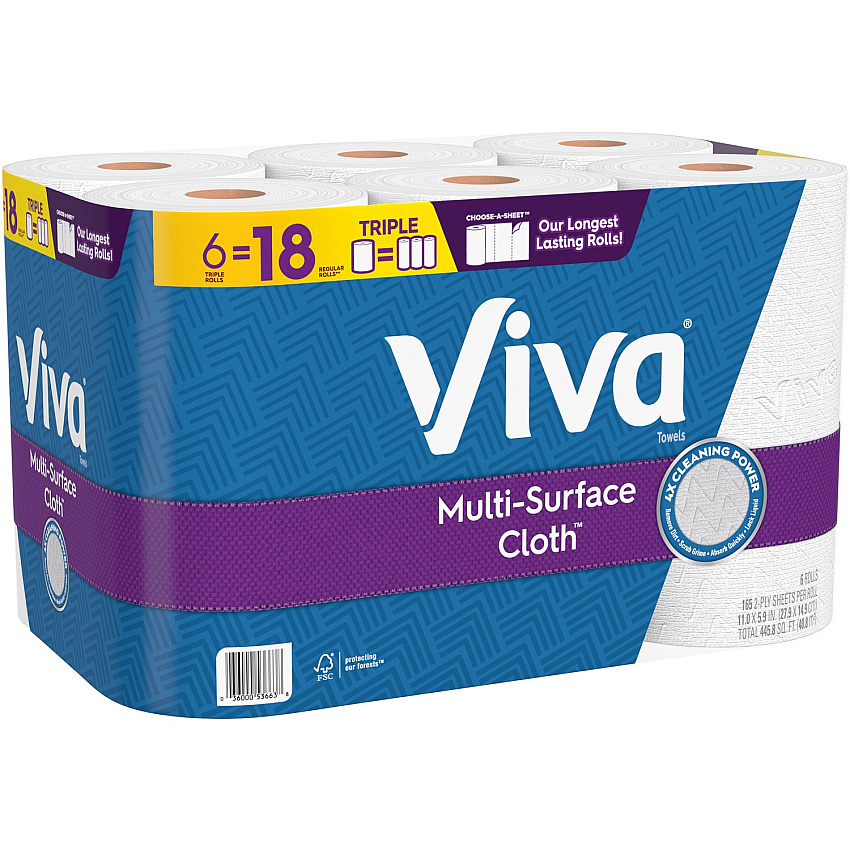 Viva VIVA Choose-A-Sheet Paper Towels 1 Ply - 165 Sheets/Roll - White - 6 / Pack (53663)