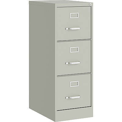 Lorell Fortress Series 22" Commercial-Grade Vertical File Cabinet 15" Width x 22" Depth x 40.2" Height - 3 x Drawer(s) for File - Letter - Vertical - Ball-bearing Suspension, Removable Lock, Pull Handle, Wire Management - Light Gray - Steel - R (LLR42298)
