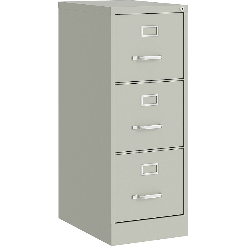 Lorell Fortress Series 22" Commercial-Grade Vertical File Cabinet 15" Width x 22" Depth x 40.2" Height - 3 x Drawer(s) for File - Letter - Vertical - Ball-bearing Suspension, Removable Lock, Pull Handle, Wire Management - Light Gray - Steel - R (LLR42298)