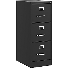 Lorell Fortress Series 22" Commercial-Grade Vertical File Cabinet 15" Width x 22" Depth x 40.2" Height - 3 x Drawer(s) for File - Letter - Vertical - Ball-bearing Suspension, Removable Lock, Pull Handle, Wire Management - Black - Steel - Recycl (LLR42297)