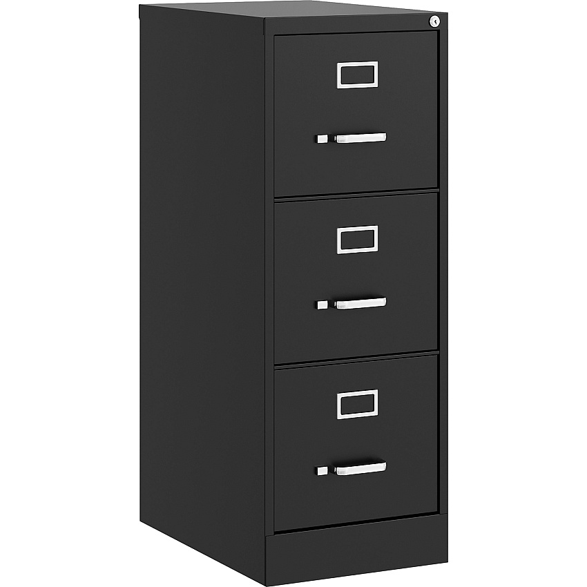 Lorell Fortress Series 22" Commercial-Grade Vertical File Cabinet 15" Width x 22" Depth x 40.2" Height - 3 x Drawer(s) for File - Letter - Vertical - Ball-bearing Suspension, Removable Lock, Pull Handle, Wire Management - Black - Steel - Recycl (LLR42297)