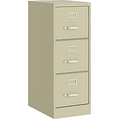 Lorell Fortress Series 22" Commercial-Grade Vertical File Cabinet 15" Width x 22" Depth x 40.2" Height - 3 x Drawer(s) for File - Letter - Vertical - Ball-bearing Suspension, Removable Lock, Pull Handle, Wire Management - Putty - Steel - Recycl (LLR42296)