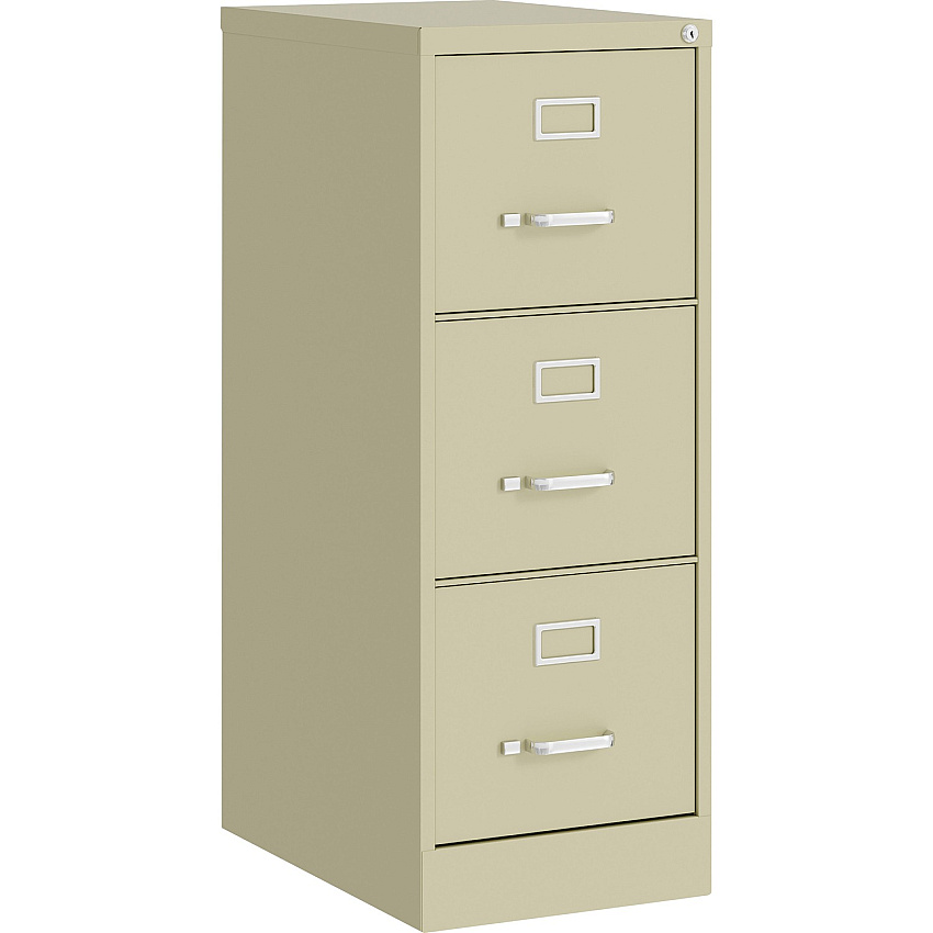 Lorell Fortress Series 22" Commercial-Grade Vertical File Cabinet 15" Width x 22" Depth x 40.2" Height - 3 x Drawer(s) for File - Letter - Vertical - Ball-bearing Suspension, Removable Lock, Pull Handle, Wire Management - Putty - Steel - Recycl (LLR42296)